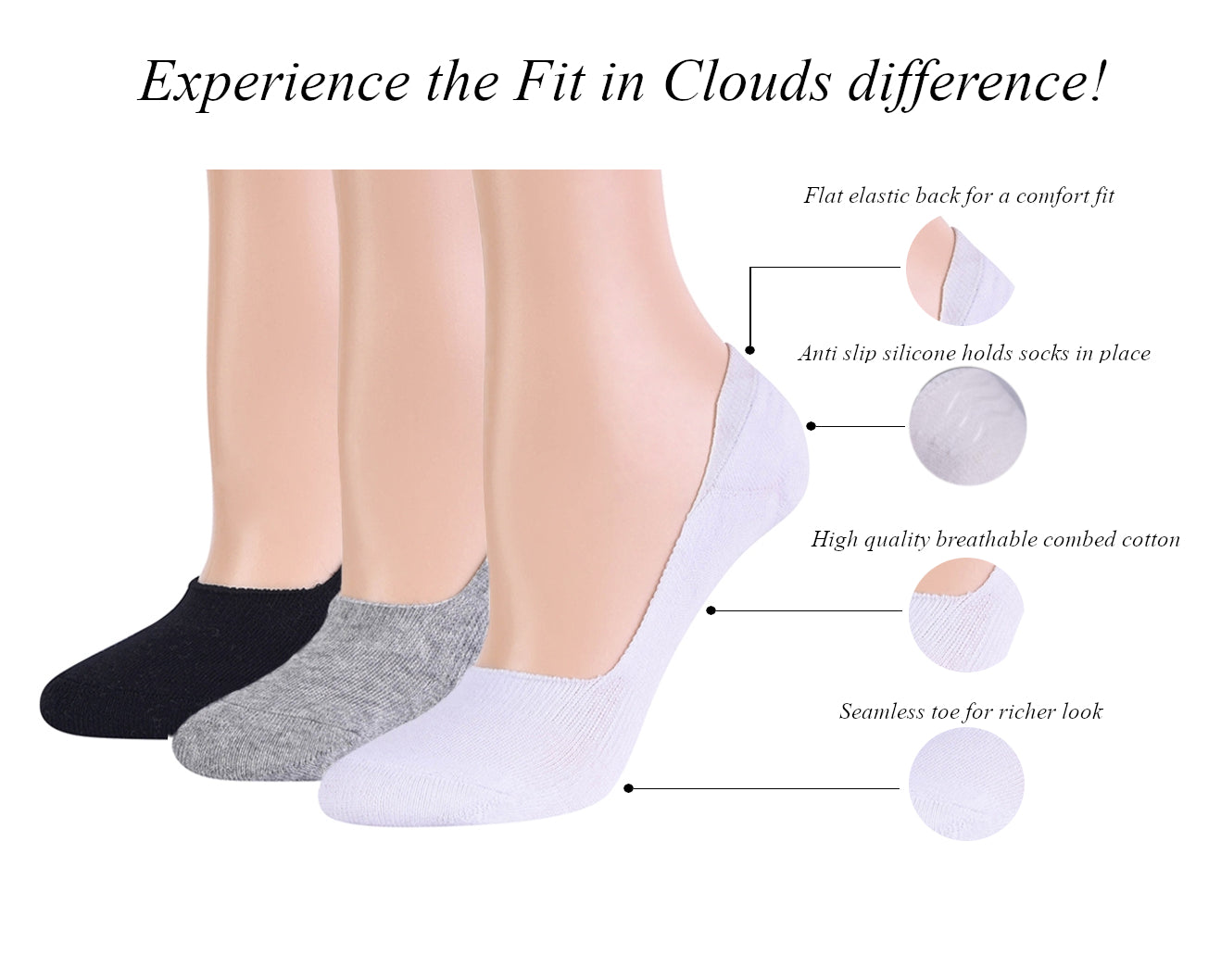 3 pair no show liner socks – Fit In Clouds